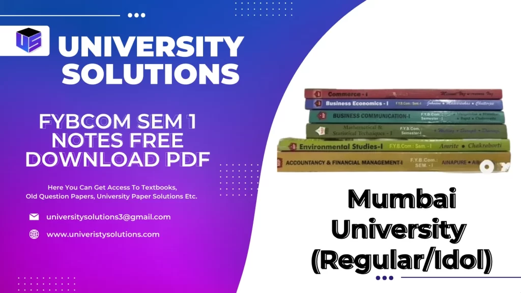 FYBCOM Sem 1 Notes Free Download pdf