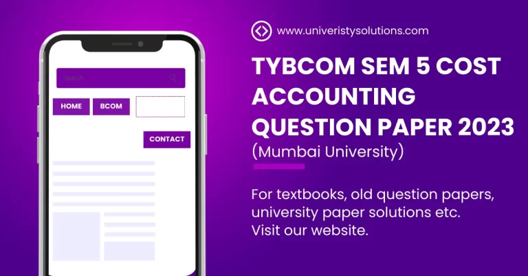 TYBCOM Sem 5 Cost Accounting Question Paper 2023