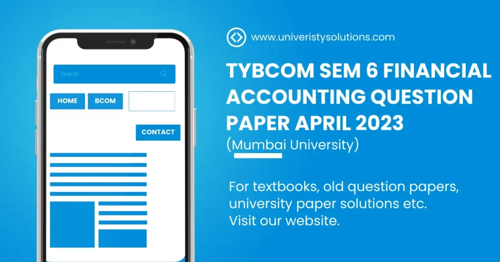 TYBCOM Sem 6 Financial Accounting Question Paper April 2023