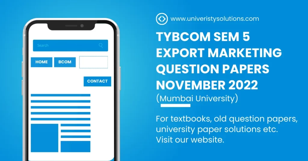 TYBCOM Sem 5 Export Marketing Question Paper 2022 (November)