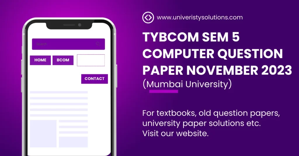 TYBCOM Sem 5 Computer Question Paper November 2023