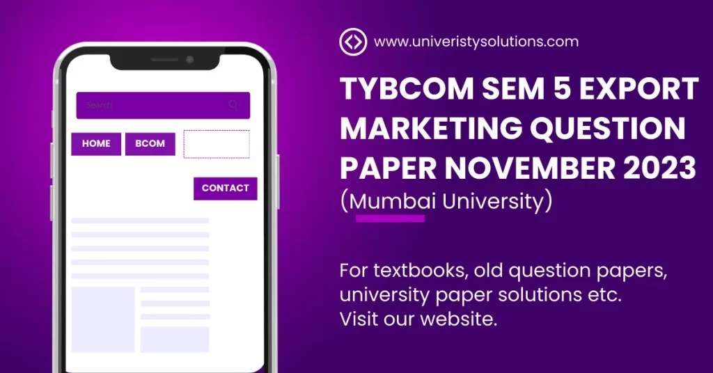 TYBCOM Sem 5 Export Marketing Question Paper November 2023