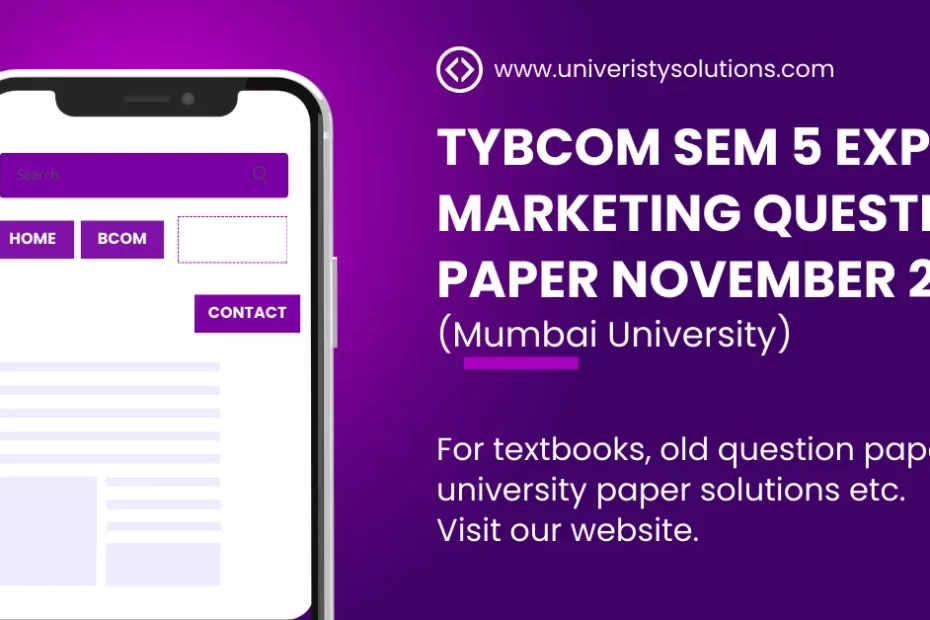 TYBCOM Sem 5 Export Marketing Question Paper November 2023