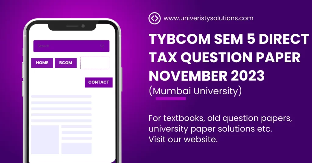 TYBCOM Sem 5 Direct Tax Question Papers November 2023