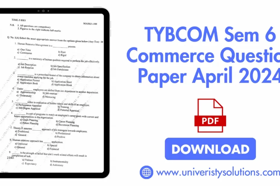 TYBCOM Sem 6 Commerce Question Paper April 2024