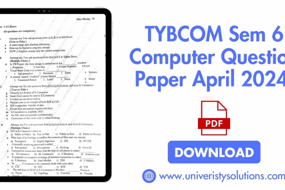 TYBCOM Sem 6 Computer Question Paper April 2024