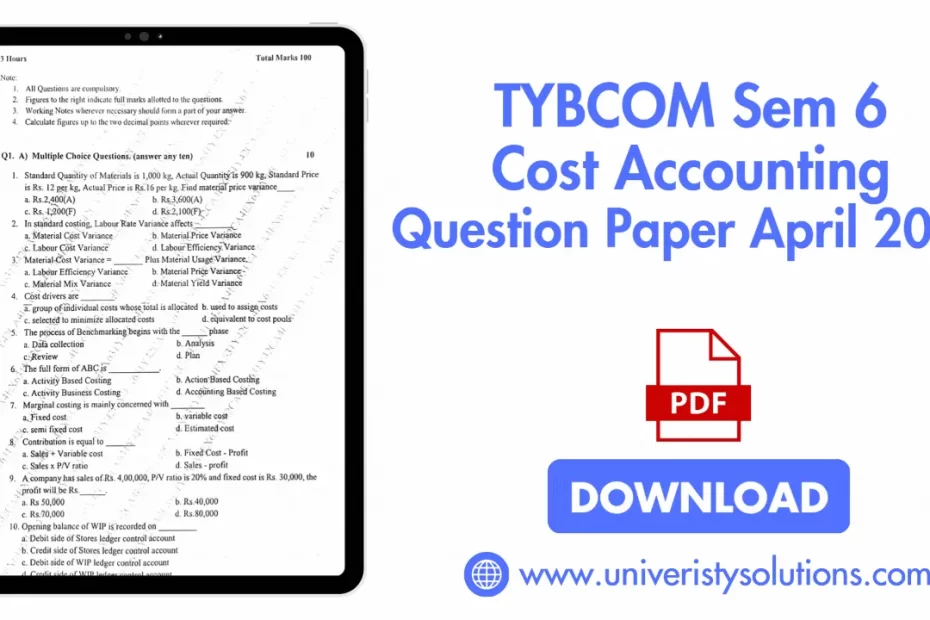 TYBCOM Sem 6 Cost Accounting Question Paper April 2024