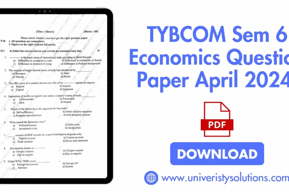 TYBCOM Sem 6 Economics Question Paper April 2024