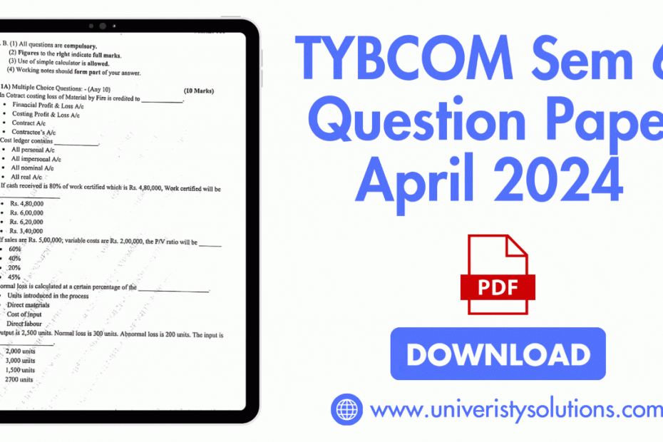 TYBCOM Sem 6 Question Paper April 2024