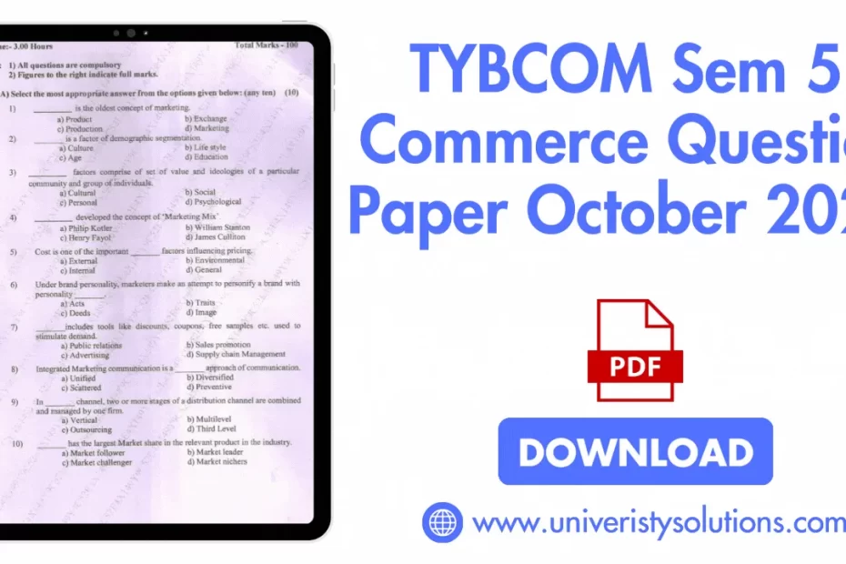 TYBCOM Sem 5 Commerce Question Paper Oct 2024