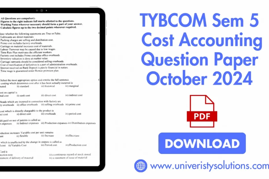 TYBCOM Sem 5 Cost Accounting Question Paper Oct 2024